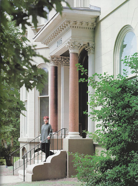 Mary Brunstrom in front of Austral Gallery, ca. 1996